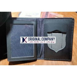Portafoglio cuoio, doppioporta carte e placca