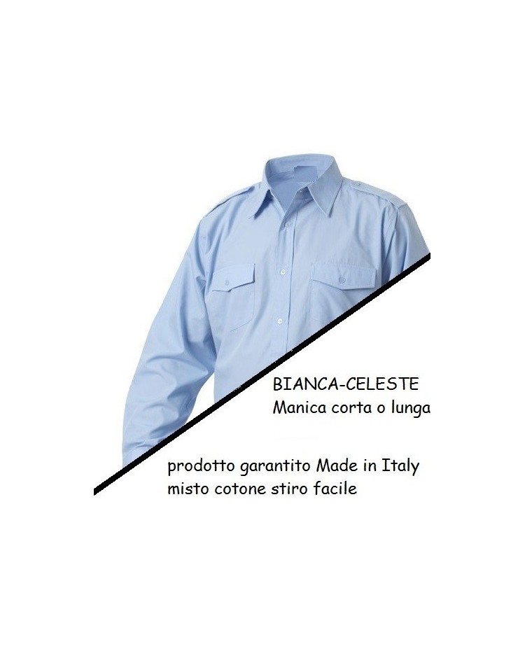 Camicia Militare maniche lunghe bianca - celeste