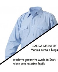 Camicia Militare maniche corte bianca - celeste